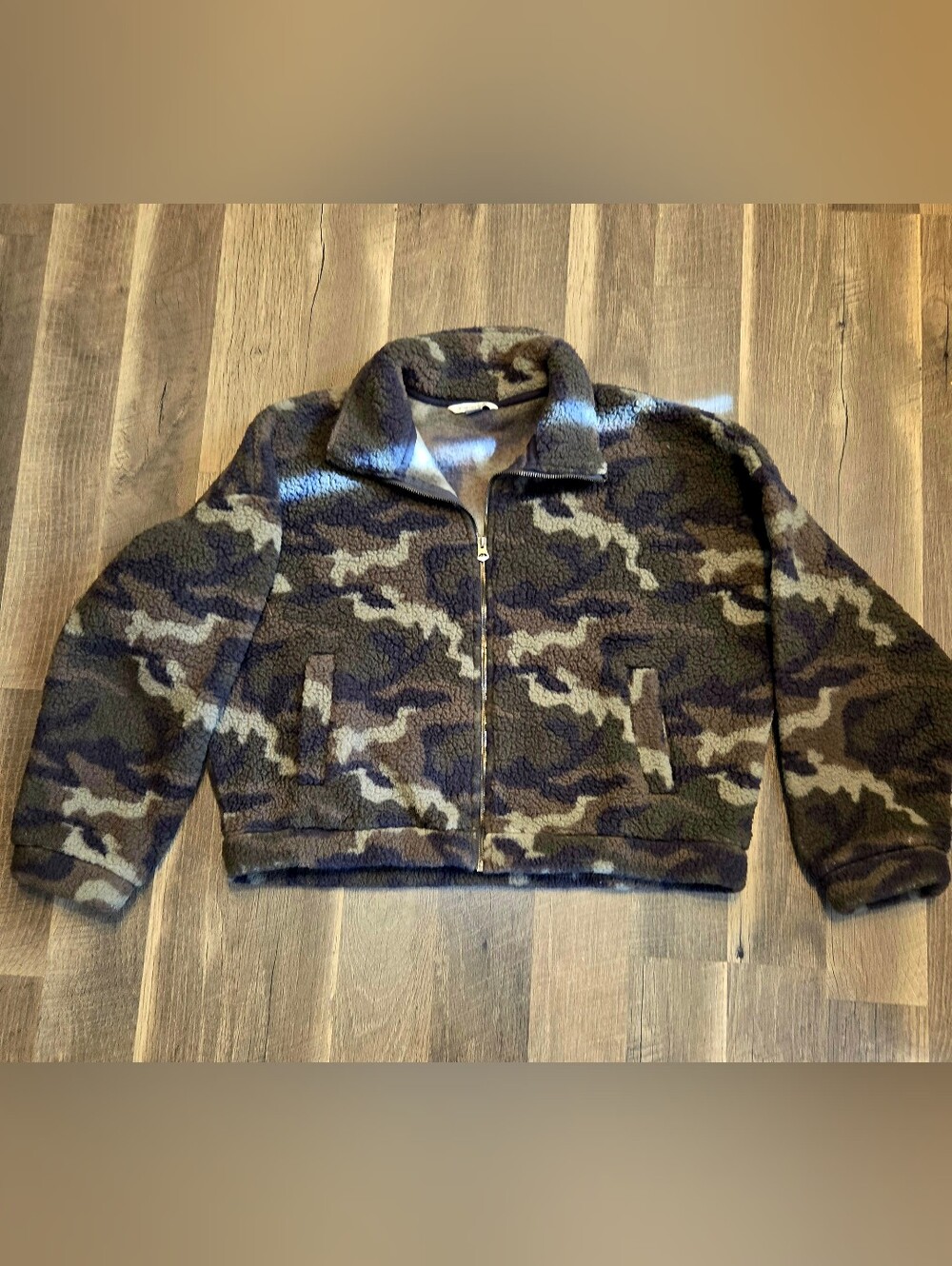 American Eagle Camo Sherpa Fleece Zip-Up Jacket XL
